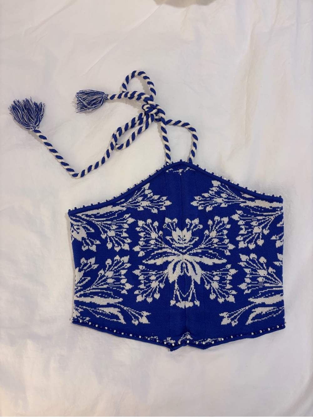 Farm Rio Blue Tapestry Knit Top